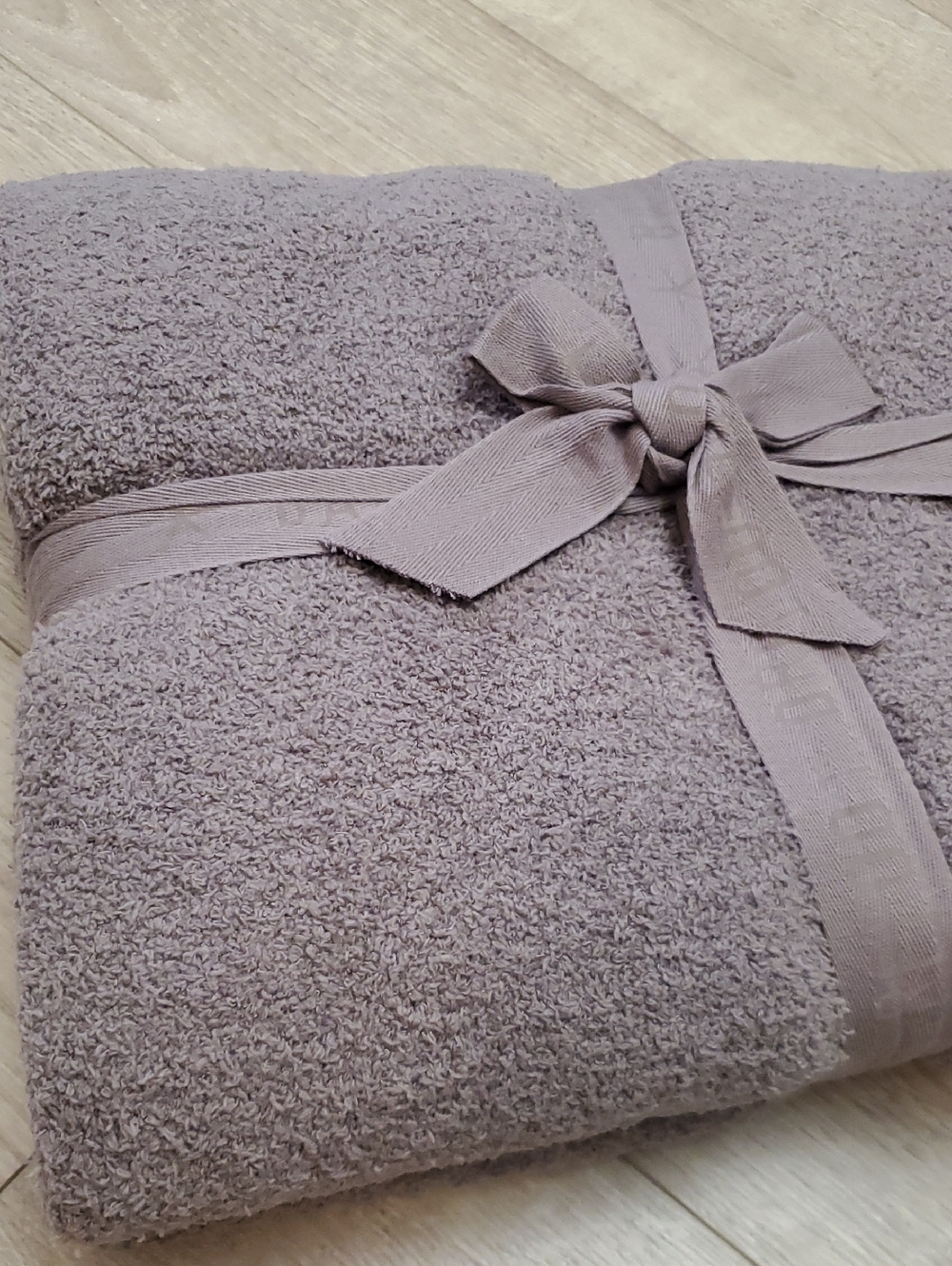 Barefoot Dreams CozyChic Stacked Rib Border Blanket Throw- Driftwood NEW